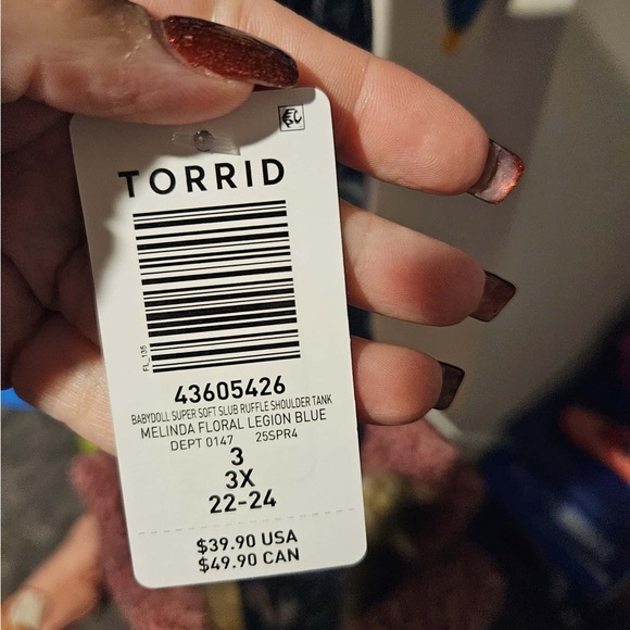 Torrid Blue Floral Ruffle Tank - Picture 3 of 6